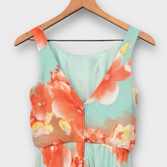 B. Darlin Floral-print Chiffon Pleated Sleeveless Maxi Dress Size 4 - Picture 7 of 12